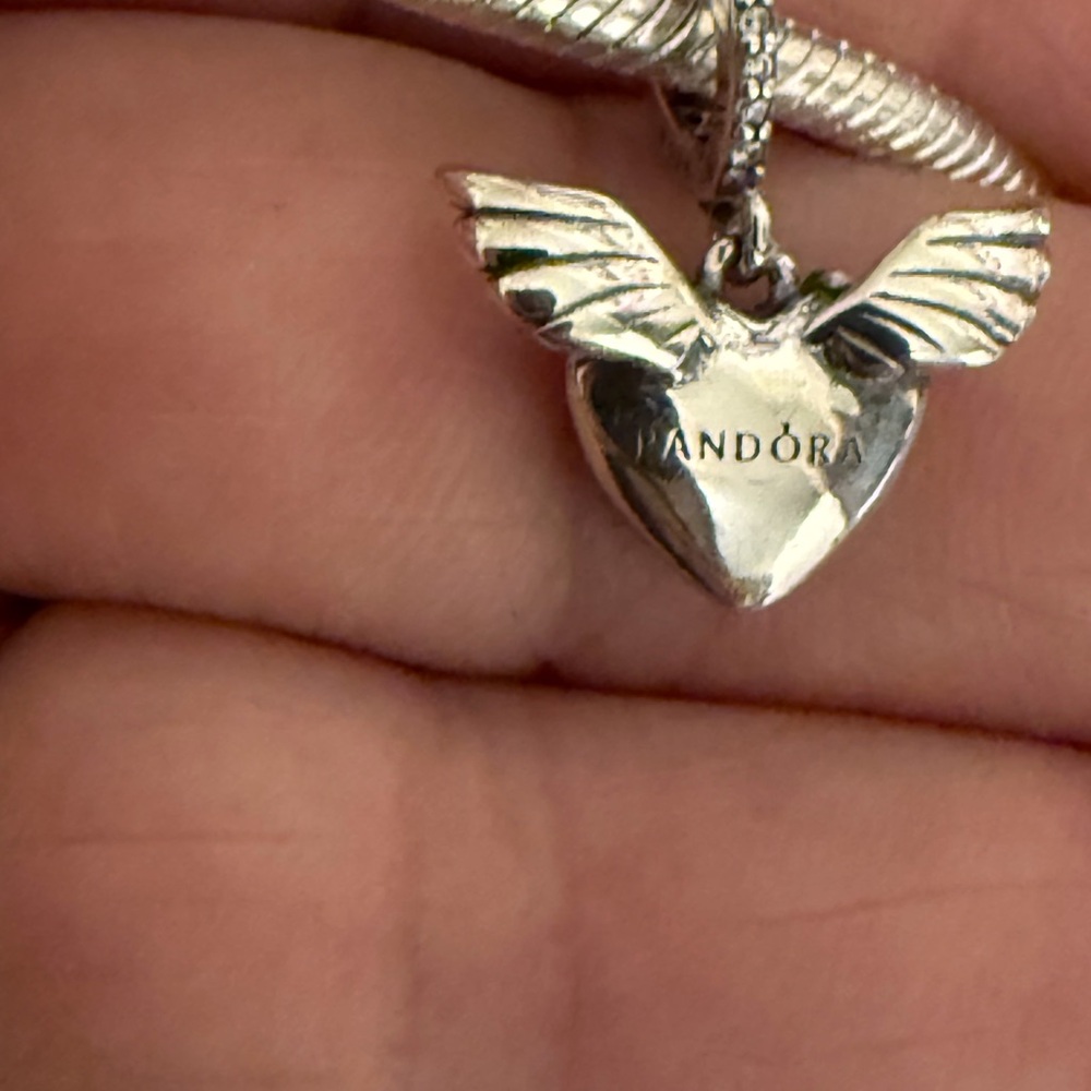 Pandora Silver Winged Heart Charm